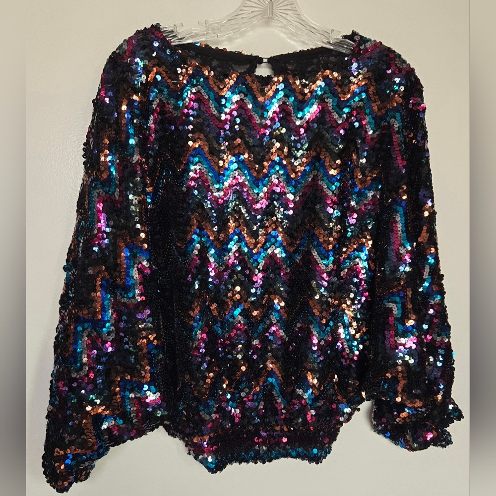 Vintage Sequin Disco Batwing Top